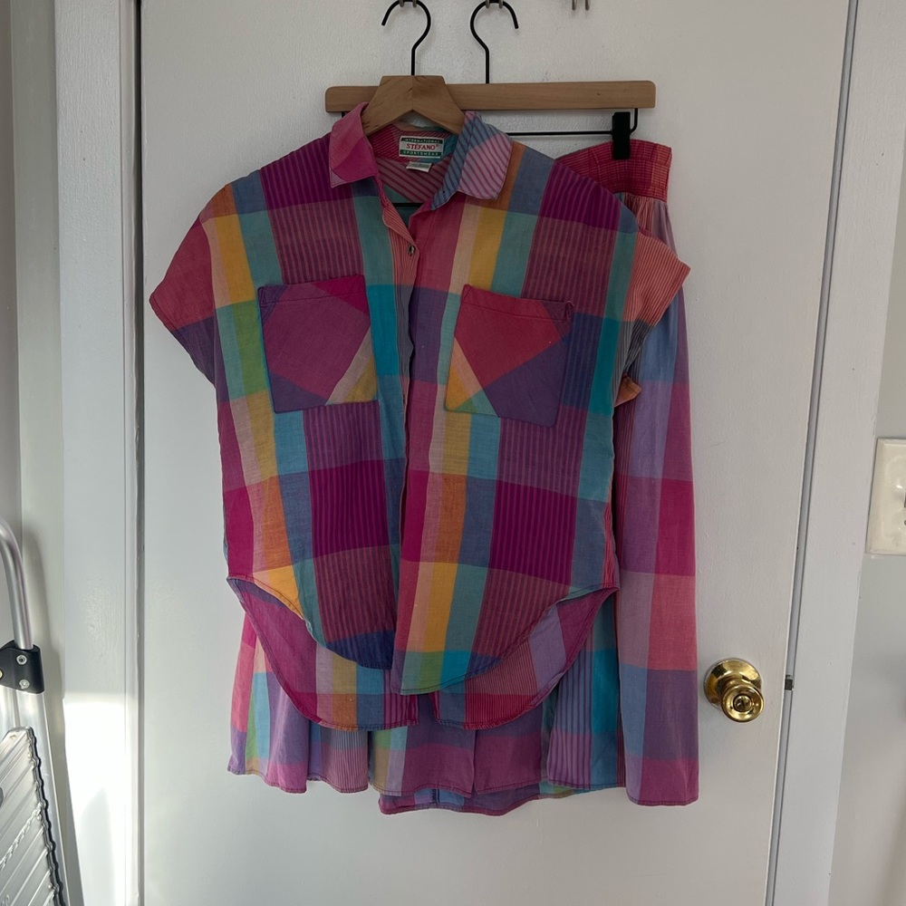 Vintage Stefano bright plaid matching set